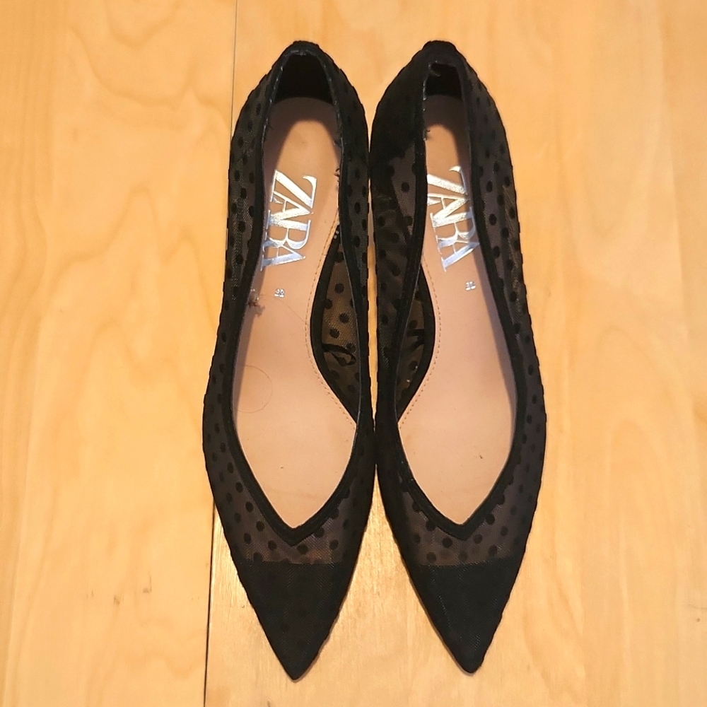 ZARA Polka dot mesh heels